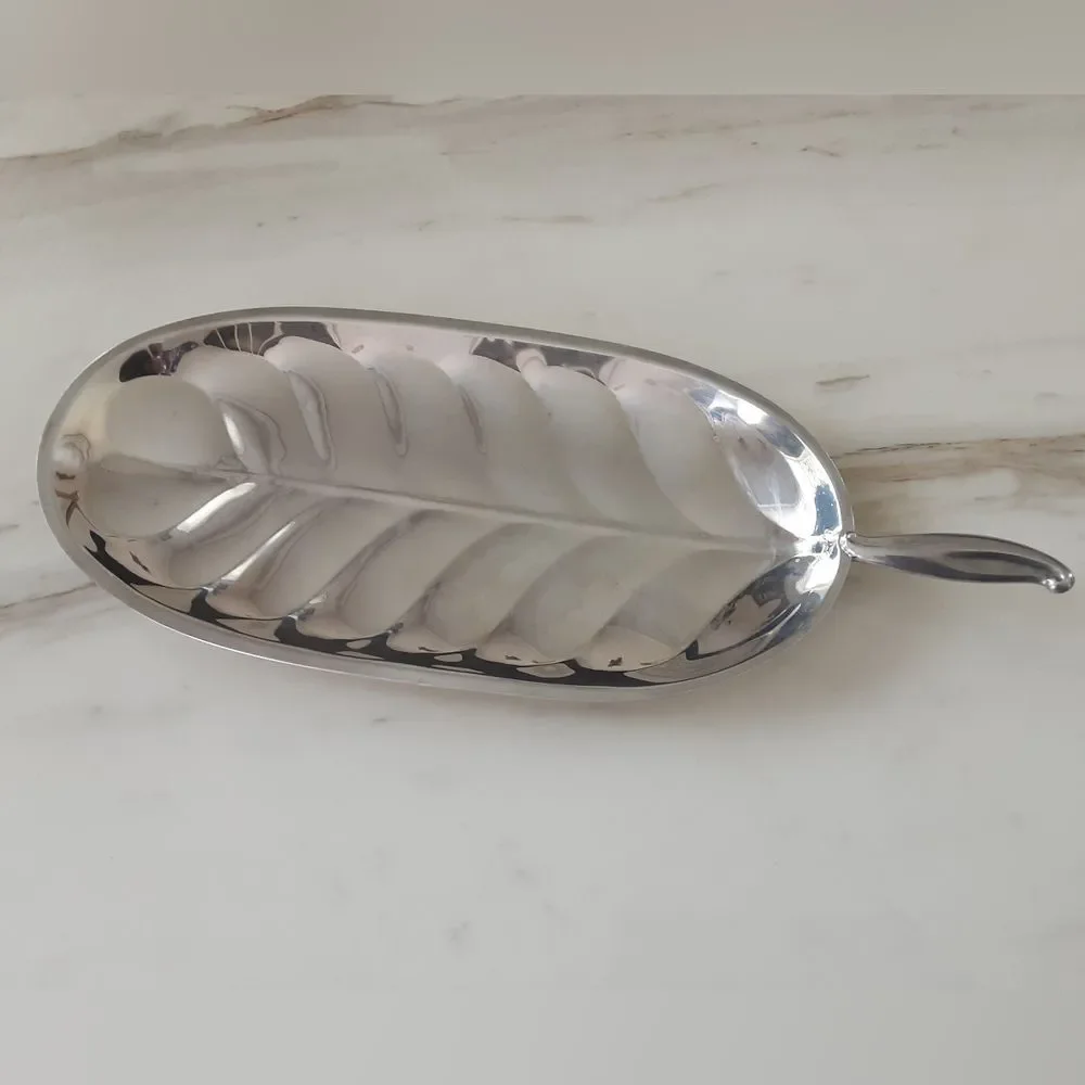 F.B. ROGERS SILVER CO Silver Plated Banana Leaf Charcuterie Serving Tray 13